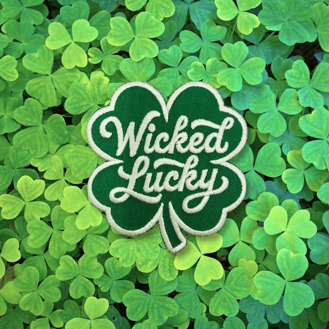 Wicked Lucky Shamrock Clover Embroidered Sticker Patch
