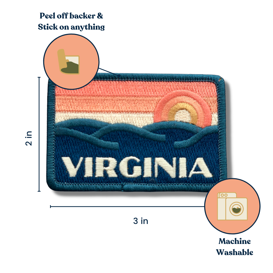 Blue Ridge Waves Embroidered Sticker Patch