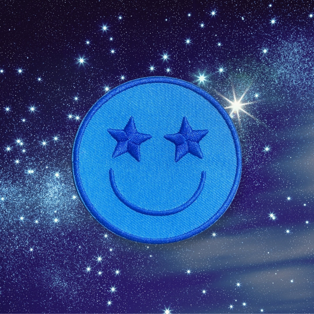 Star Eyes Smiley Face Embroidered Sticker Patch