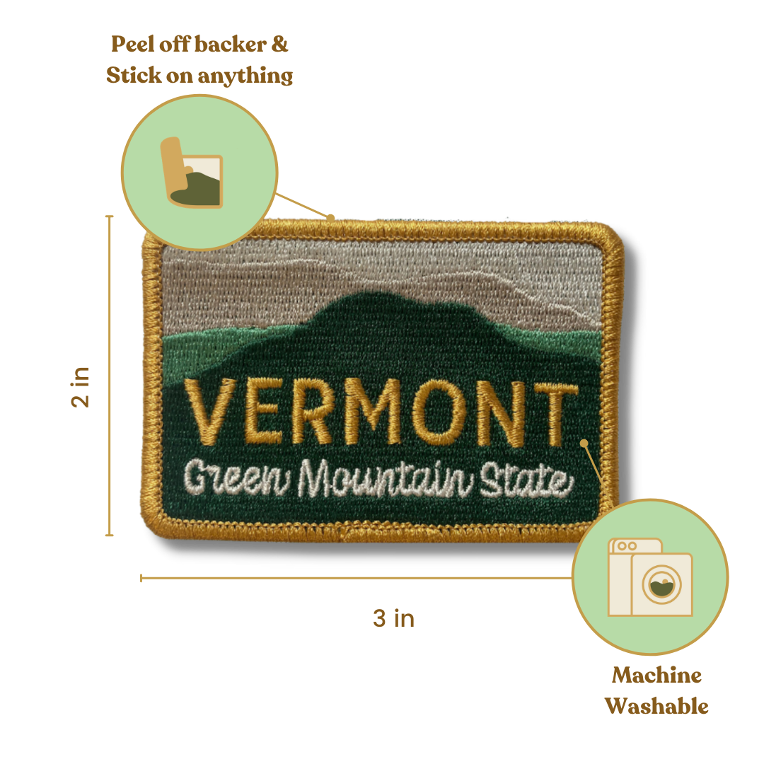 Green Mountain State Embroidered Sticker Patch