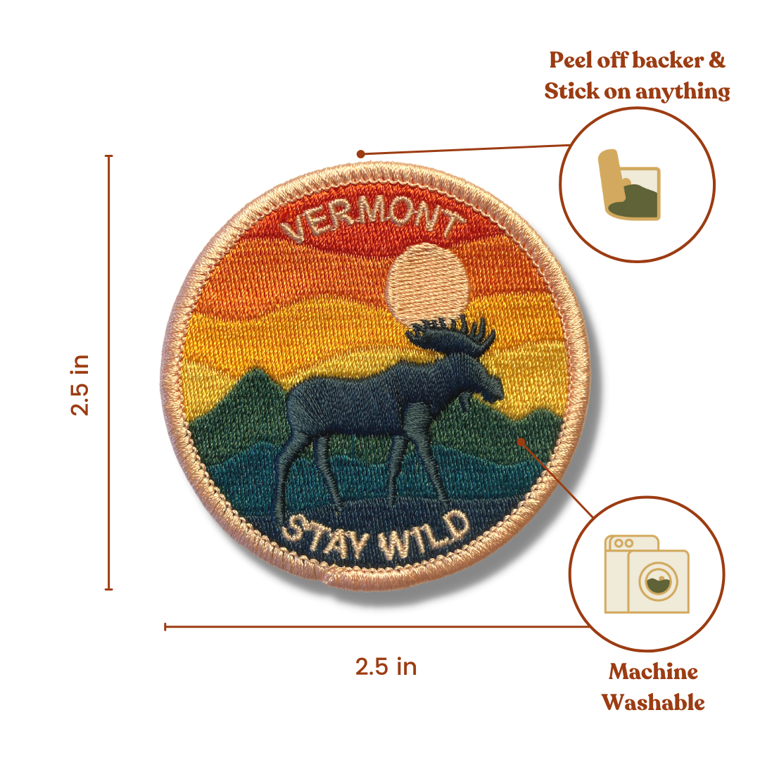 Stay Wild Vermont Embroidered Sticker Patch
