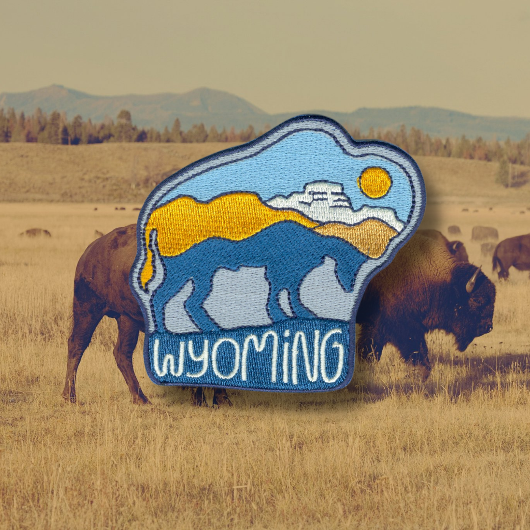 WY Bison Roam Embroidered Sticker Patch