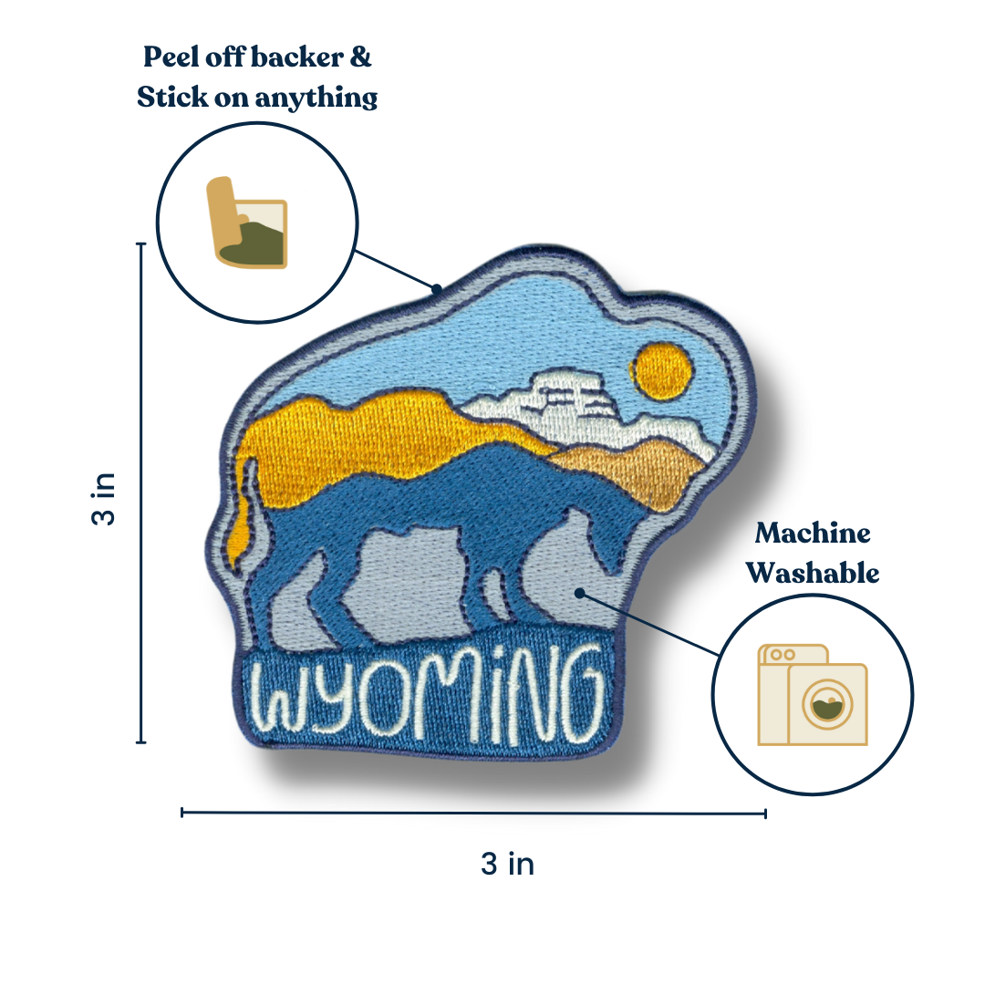 WY Bison Roam Embroidered Sticker Patch