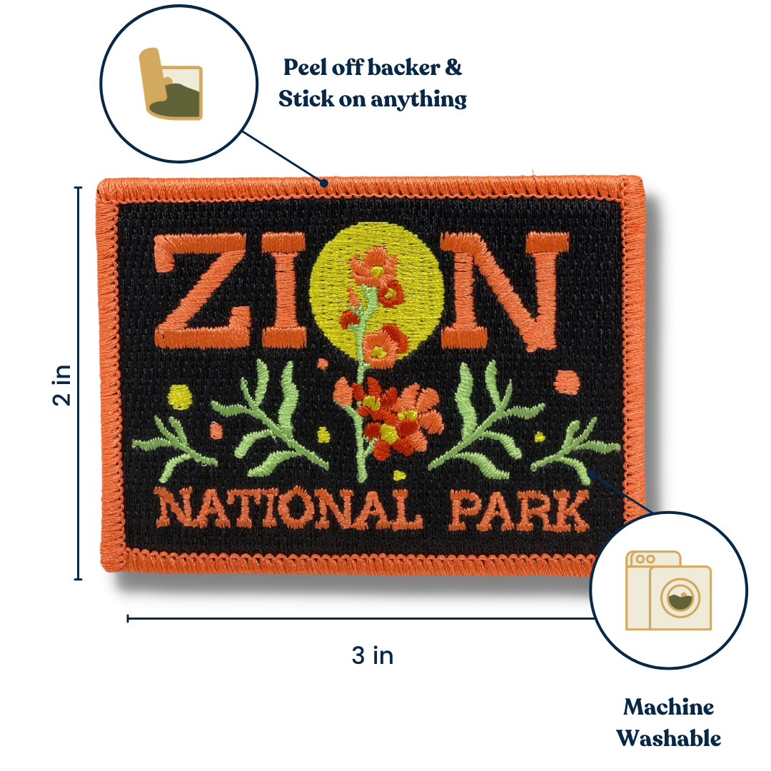 Zion National Park Wildflowers Embroidered Sticker Patch